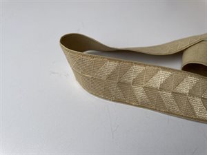 Blød elastik - gylden beige med motiver, 27 mm